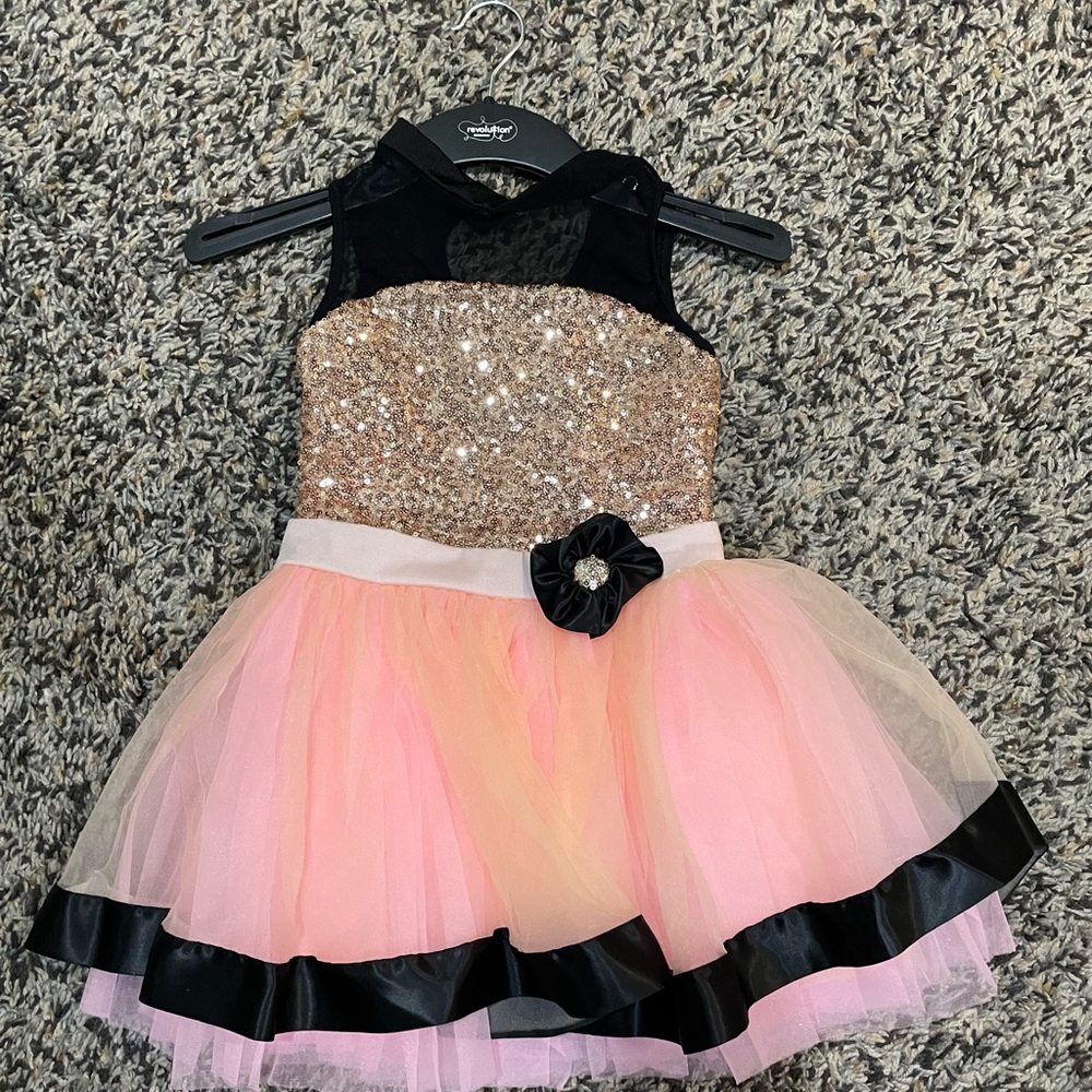 Sparkling Pink and Black Tulle Dress